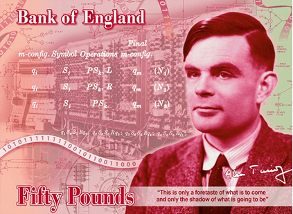 Alan Turing on the new £50 banknote